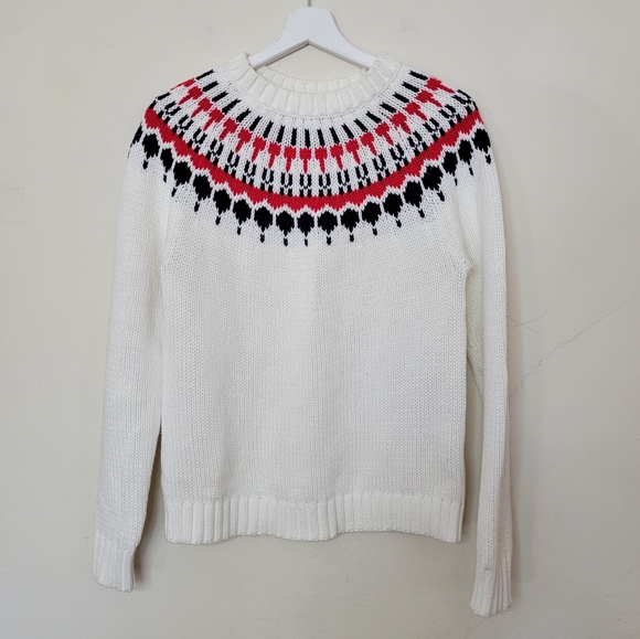 J. Crew Factory Mercantile Fair Isle Ivory Sweater Small - Picture 3 of 9